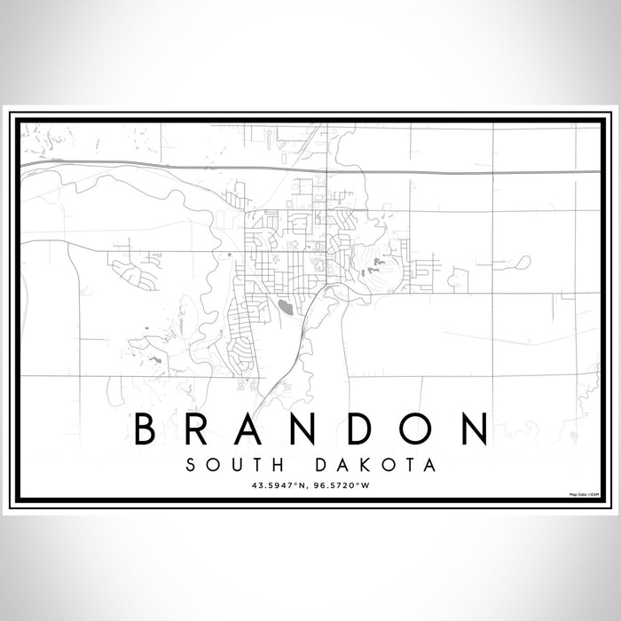 Brandon South Dakota Map Print Landscape Orientation in Classic Style With Shaded Background