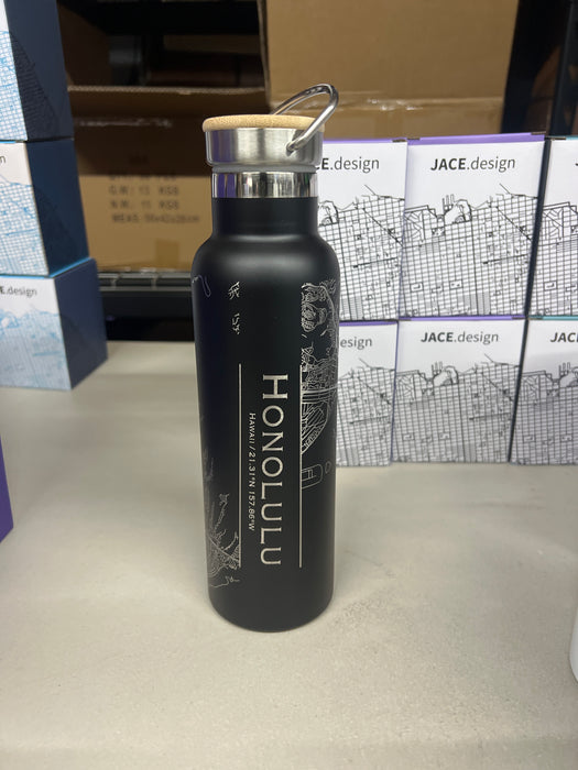Honolulu HI 20oz Canteen Bottle in Matte Black