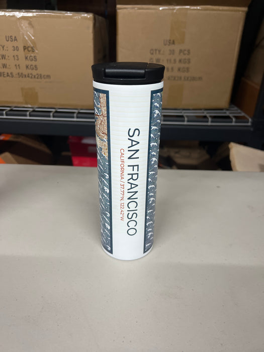 San Francisco CA 17oz Tumbler in Woodblock