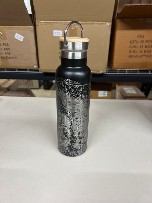 Portland OR 20oz Canteen Bottle in Matte Black