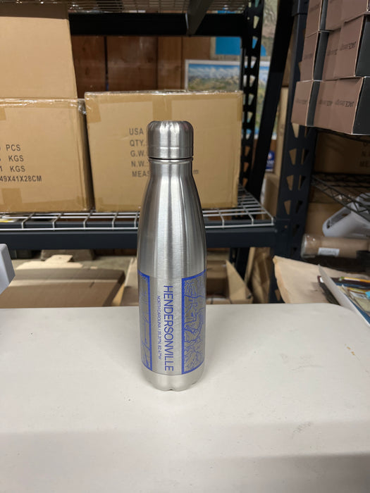 Hendersonville NC Cola Bottle in Tactile Lines Blue