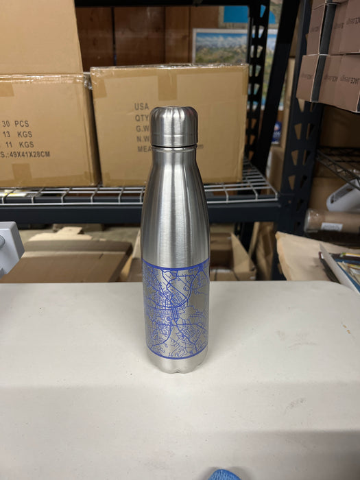 Hendersonville NC Cola Bottle in Tactile Lines Blue