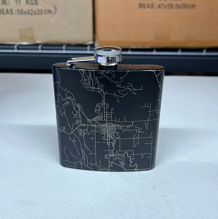 Whitefish MT Flask in Black