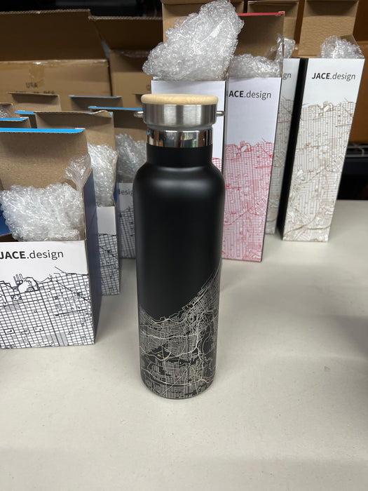 Cleveland OH Canteen Bottle in Matte Black