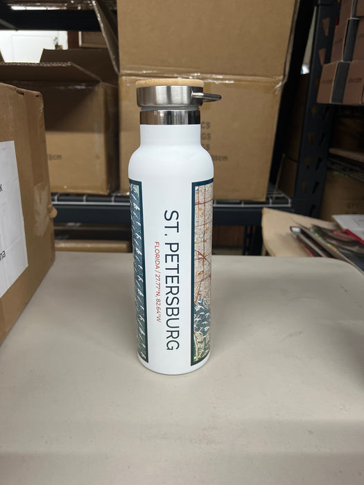 St Peterburg FL 20oz Canteen Bottle in Woodblock