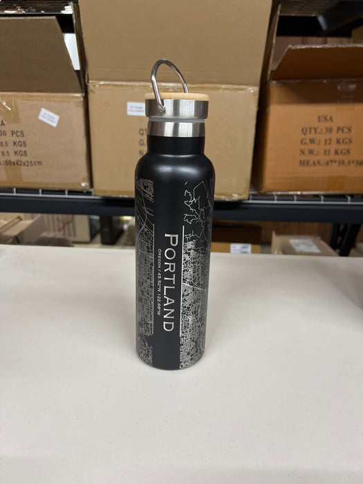 Portland OR 20oz Canteen Bottle in Matte Black