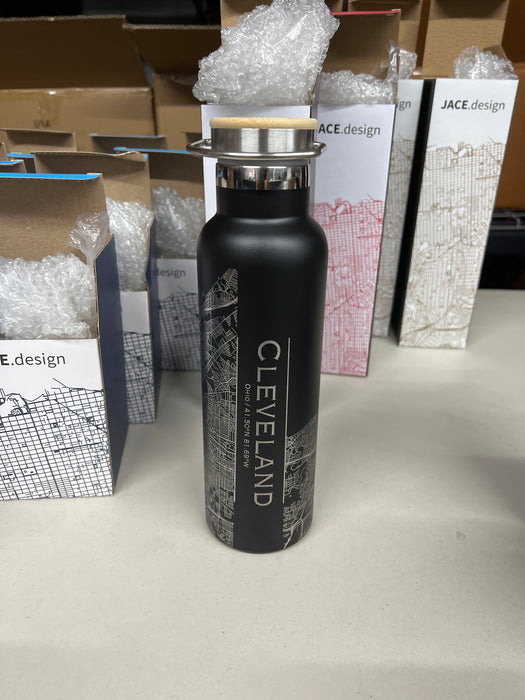 Cleveland OH Canteen Bottle in Matte Black