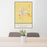 24x36 Aberdeen South Dakota Map Print Portrait Orientation in Woodblock Style Behind 2 Chairs Table and Potted Plant