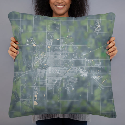 Person holding 22x22 Custom Aberdeen South Dakota Map Throw Pillow in Afternoon