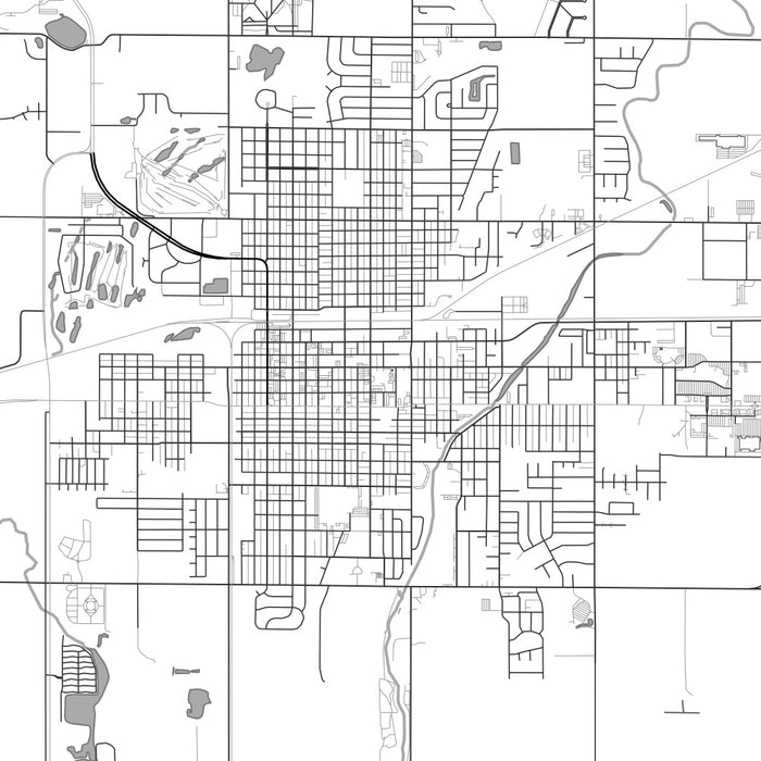 Aberdeen South Dakota Map Print in Classic Style Zoomed In Close Up Showing Details