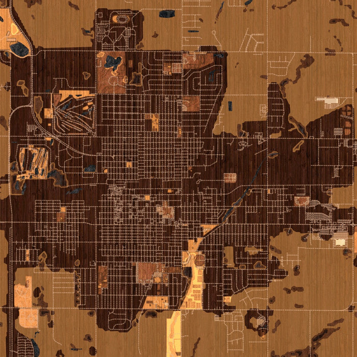 Aberdeen South Dakota Map Print in Ember Style Zoomed In Close Up Showing Details