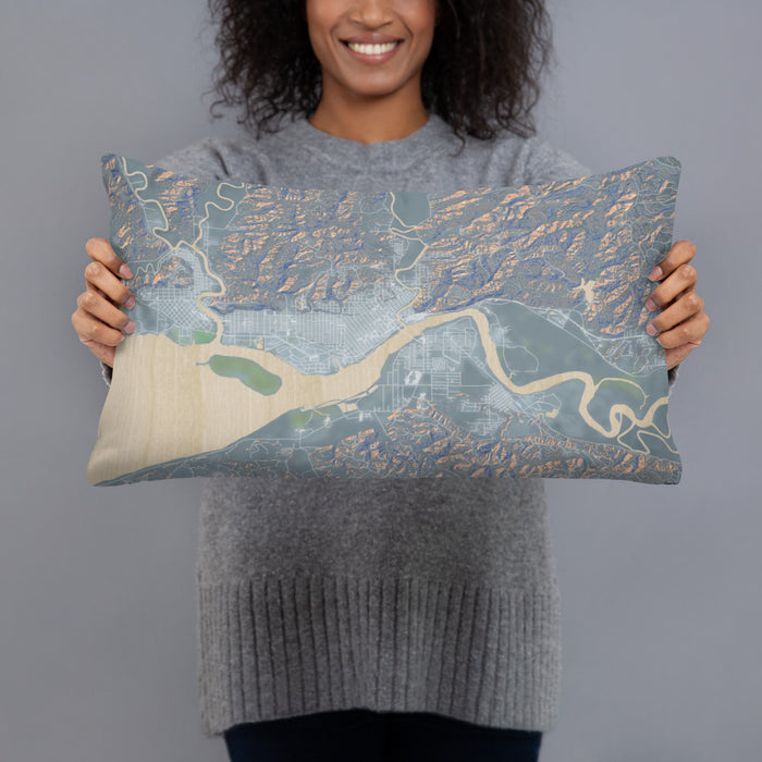 Person holding 20x12 Custom Aberdeen Washington Map Throw Pillow in Afternoon