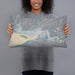 Person holding 20x12 Custom Aberdeen Washington Map Throw Pillow in Afternoon