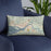 Custom Aberdeen Washington Map Throw Pillow in Woodblock on Blue Colored Chair