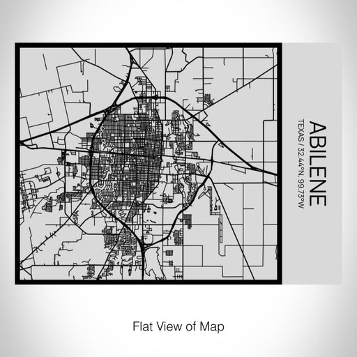 Rendered View of Abilene Texas Map on 20oz Stainless Steel Insulated Bottle with Bamboo Top with printed Tactile Lines Map in Black