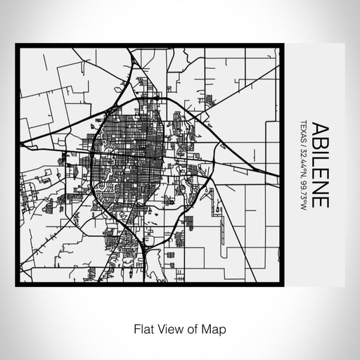 Rendered View of Abilene Texas Map on 20oz Stainless Steel Insulated Bottle with Bamboo Top in Matte White with printed Tactile Lines Map in Black