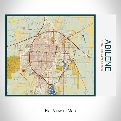 Rendered View of Abilene Texas Map on 20oz Stainless Steel Insulated Bottle with Bamboo Top with printed woodblock style map
