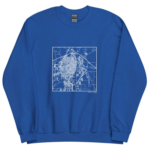 Abilene Texas  Map Unisex Crewneck Sweater with City inscription in Royal Blue