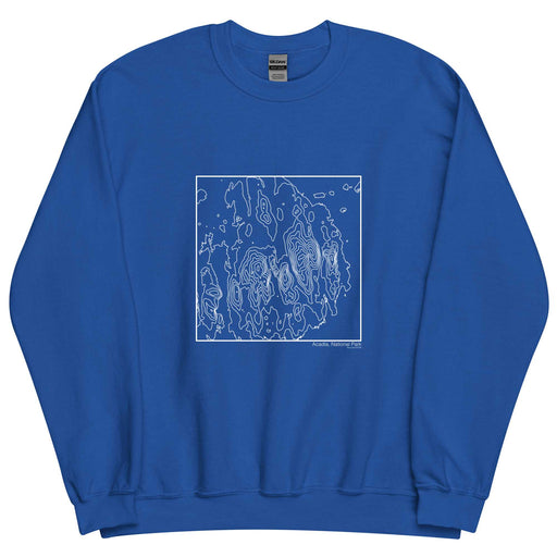 Acadia National Park Topographic  Map Unisex Crewneck Sweater with City inscription in Royal Blue