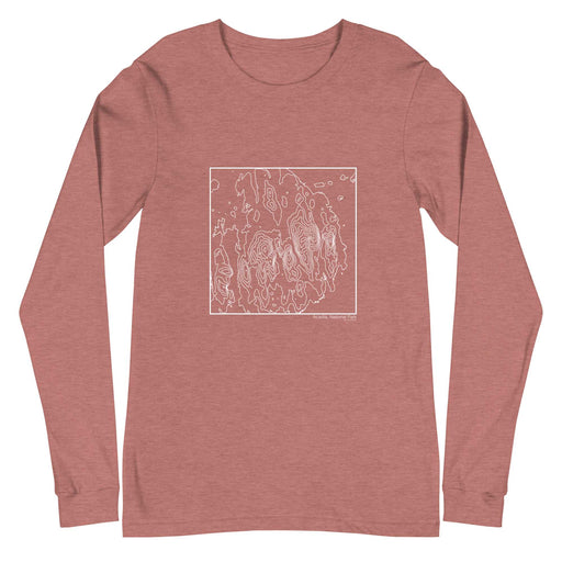 Acadia National Park Topographic  Map Unisex Long-Sleeve T-shirt with City inscription in Heather Mauve