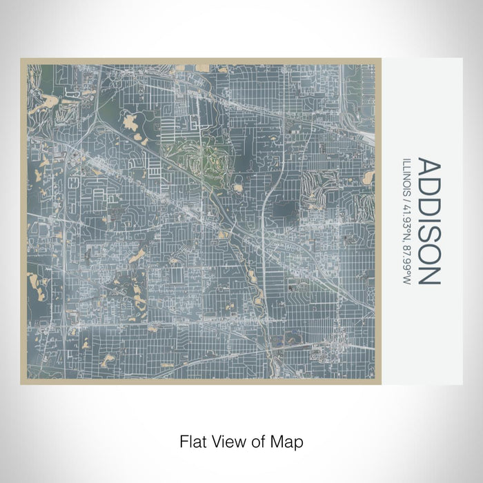 Rendered View of Addison Illinois Map on 20oz Stainless Steel Insulated Bottle with Bamboo Top with printed afternoon style map