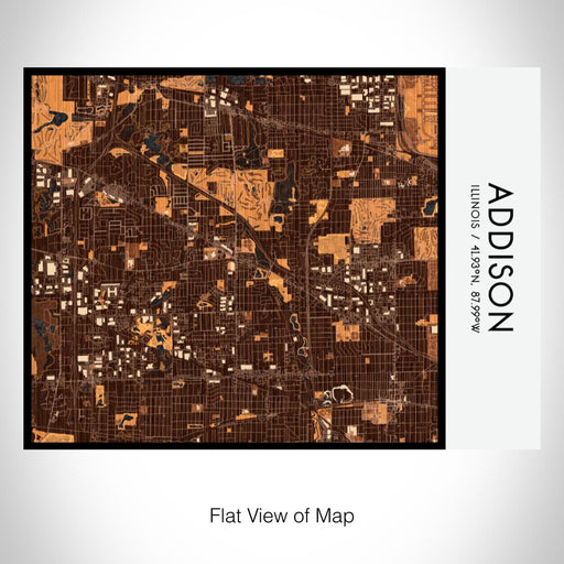 Rendered View of Addison Illinois Map on 20oz Stainless Steel Insulated Bottle with Bamboo Top with printed ember style map