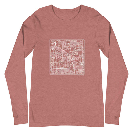 Addison Illinois  Map Unisex Long-Sleeve T-shirt with City inscription in Heather Mauve