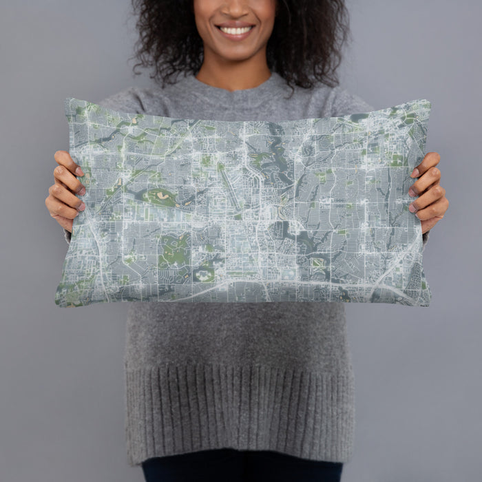 Person holding 20x12 Custom Addison Texas Map Throw Pillow in Afternoon