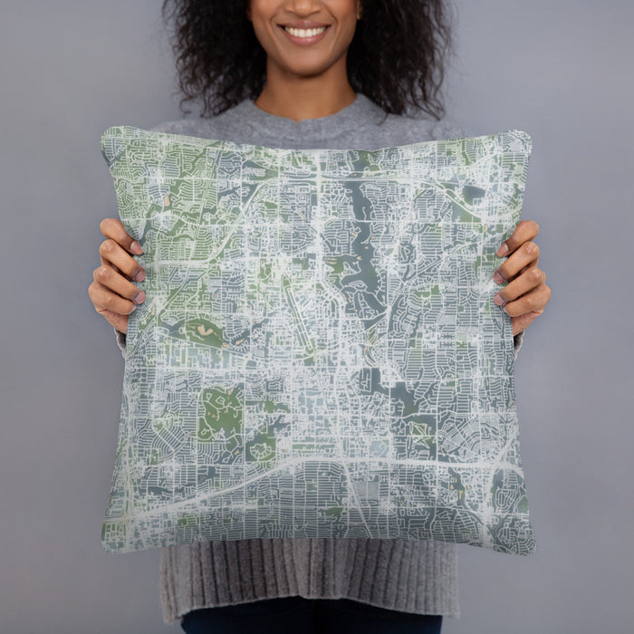Person holding 18x18 Custom Addison Texas Map Throw Pillow in Afternoon