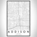 Addison Texas Map Print Portrait Orientation in Classic Style With Shaded Background