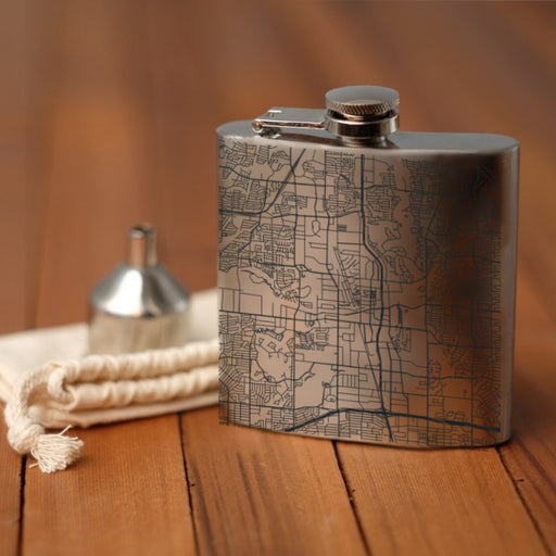Addison Texas Custom Engraved City Map Inscription Coordinates on 6oz Stainless Steel Flask
