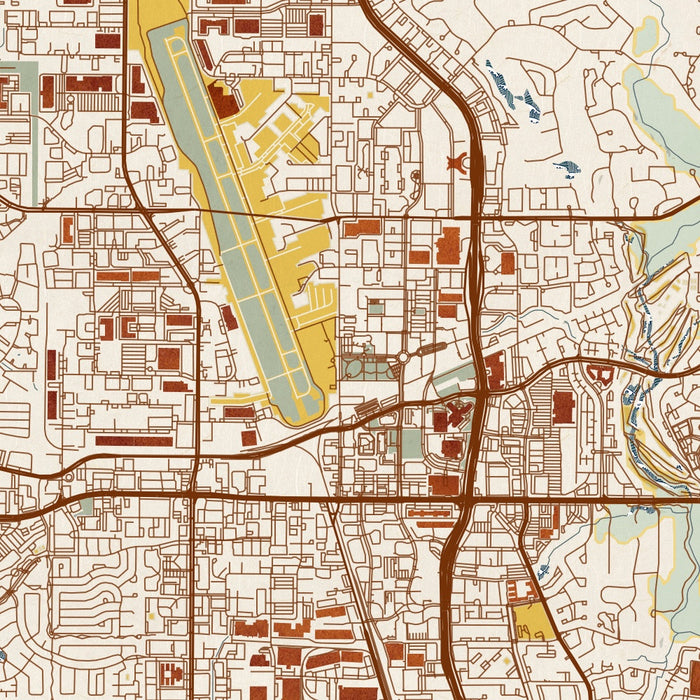 Addison Texas Map Print in Woodblock Style Zoomed In Close Up Showing Details