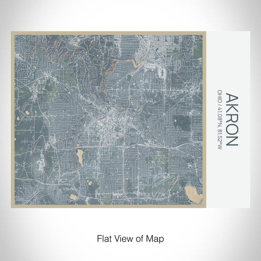 Rendered View of Akron Ohio Map on 20oz Stainless Steel Insulated Bottle with Bamboo Top with printed afternoon style map