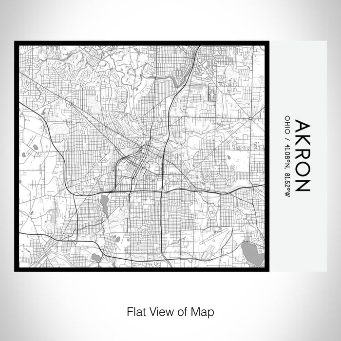 Rendered View of Akron Ohio Map on 20oz Stainless Steel Insulated Bottle with Bamboo Top with printed classic style map
