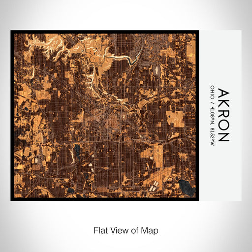 Rendered View of Akron Ohio Map on 20oz Stainless Steel Insulated Bottle with Bamboo Top with printed ember style map