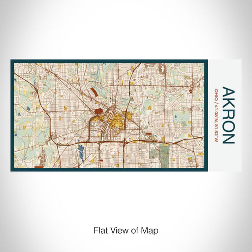 Rendered View of Akron Ohio Map on 17oz Stainless Steel Insulated Bottle with printed woodblock style map