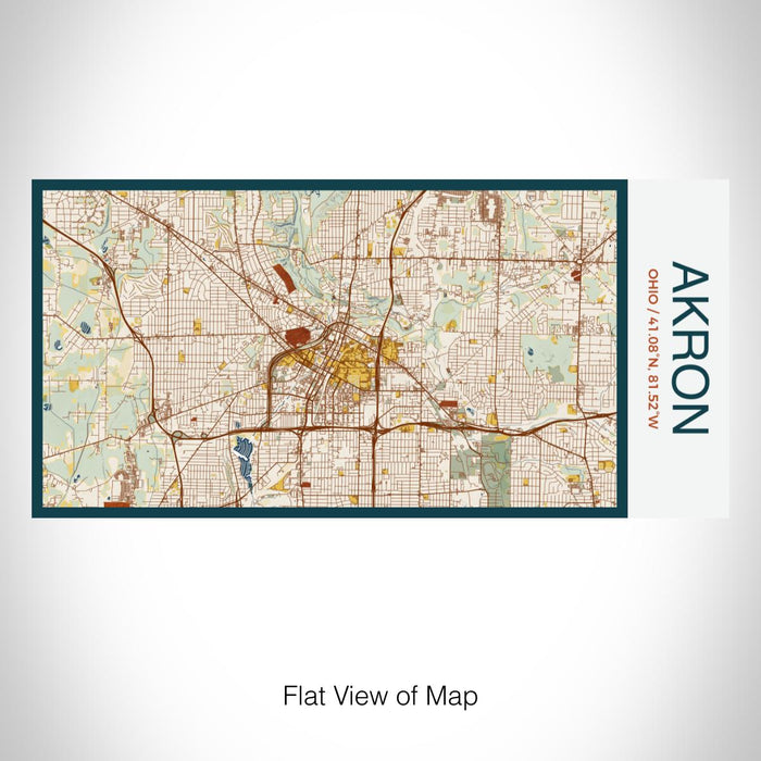 Rendered View of Akron Ohio Map on 17oz Stainless Steel Insulated Bottle with printed woodblock style map