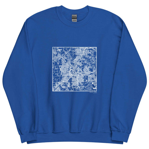Akron Ohio  Map Unisex Crewneck Sweater with City inscription in Royal Blue