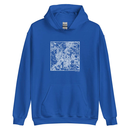 Akron Ohio  Map Unisex Hoodie Sweater with City inscription in Royal Blue