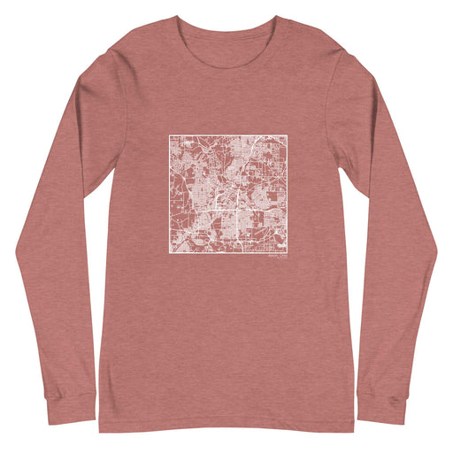 Akron Ohio  Map Unisex Long-Sleeve T-shirt with City inscription in Heather Mauve