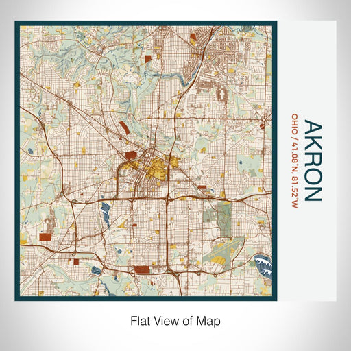 Rendered View of Akron Ohio Map on 17oz Stainless Steel Insulated Tumbler in Woodblock Map Style