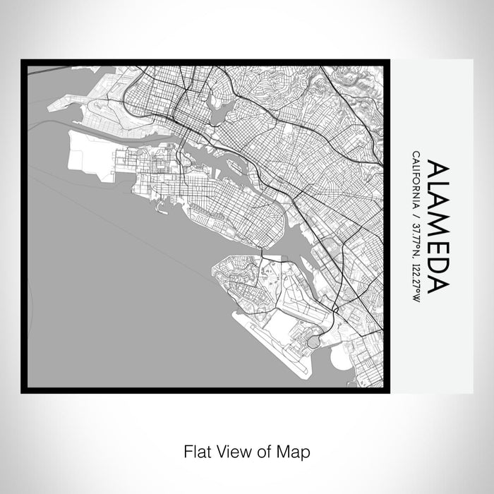 Rendered View of Alameda California Map on 20oz Stainless Steel Insulated Bottle with Bamboo Top with printed classic style map