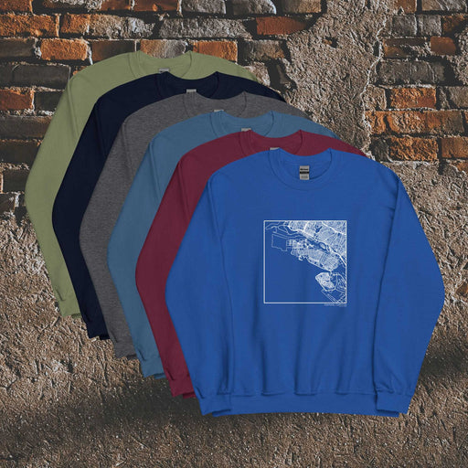 Alameda California  Map Unisex Crewneck Sweaters in Multiple Colors