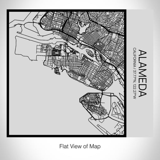 Rendered View of Alameda California Map on 17oz Stainless Steel Insulated Tumbler in Tactile Lines with Succulent in Background