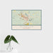 16x24 Alamosa Colorado Map Print Landscape Orientation in Woodblock Style With Tropical Plant Leaves in Water