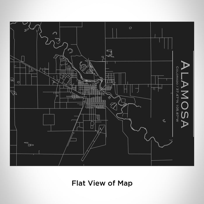 Rendered View of Alamosa Colorado Map Engraving on 20oz Stainless Steel Insulated Bottle with Bamboo Top in Black