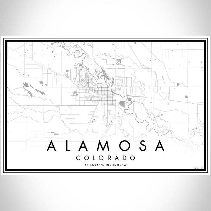 Alamosa Colorado Map Print Landscape Orientation in Classic Style With Shaded Background