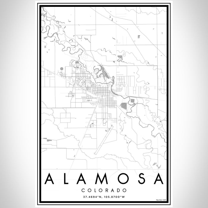 Alamosa Colorado Map Print Portrait Orientation in Classic Style With Shaded Background