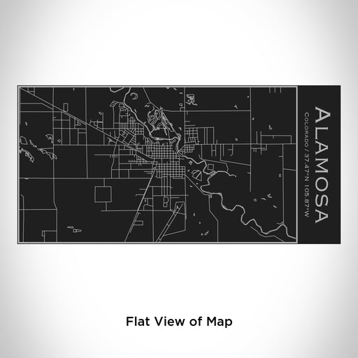 Rendered View of Alamosa Colorado Map Engraving on 17oz Stainless Steel Insulated Cola Bottle in Black