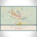Alamosa Colorado Map Print Landscape Orientation in Woodblock Style With Shaded Background